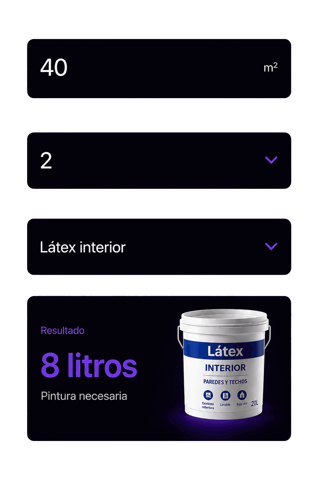 Demostración de la calculadora de pintura