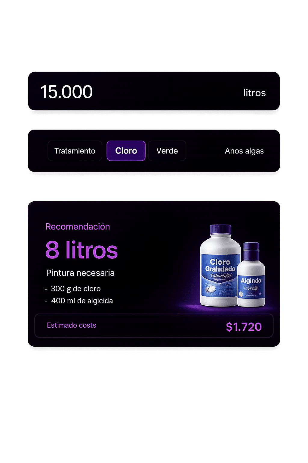 Demostración de la calculadora de piscinas